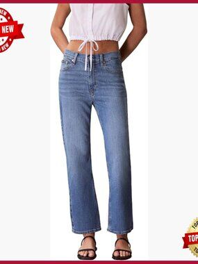 High Rise Ankle Bootcut Jeans, Stretch Denim, Zip Fly, 5-Pocket Styling